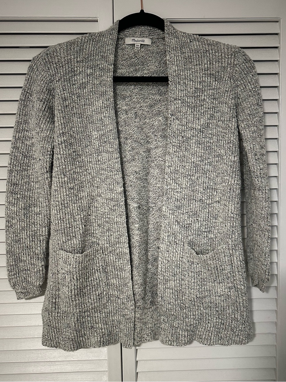 Madewell Light Heather Gray Open-Front Ribbed Cardigan
